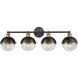 Ellmira 4 Light 33 inch Matte Black/ Aged Brass Vanity Light Wall Light